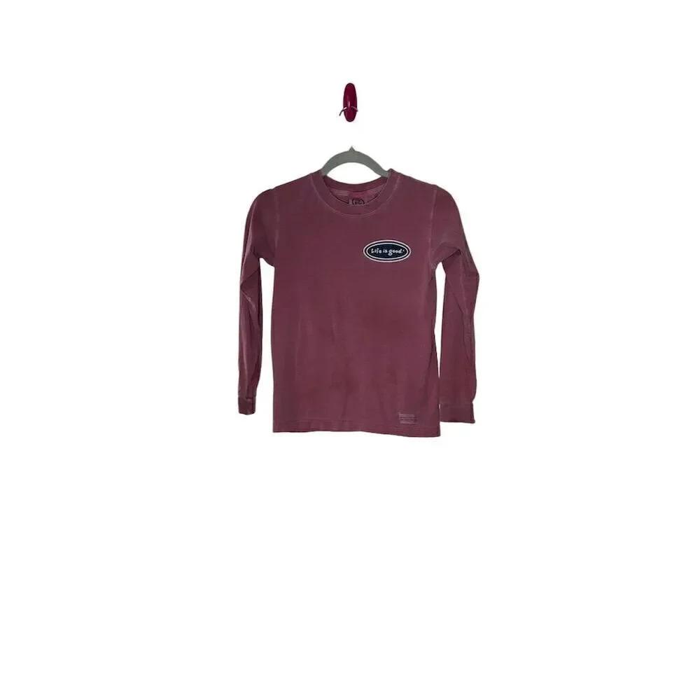 Life is Good Teens Long Sleeve Red T-Shirt Skateboard Graphic M